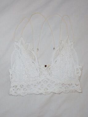 Free People White Lace Strappy Cropped Camisole
